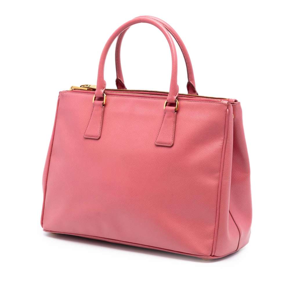 Prada Medium Saffiano Lux Galleria Double Zip Satchel Pink Leather Good condition - Back View