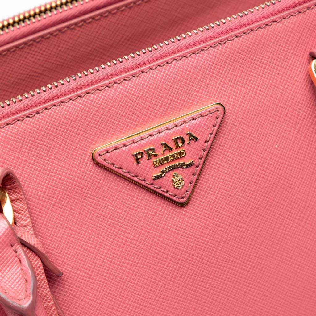Prada Medium Saffiano Lux Galleria Double Zip Satchel Pink Leather Good condition - Box View