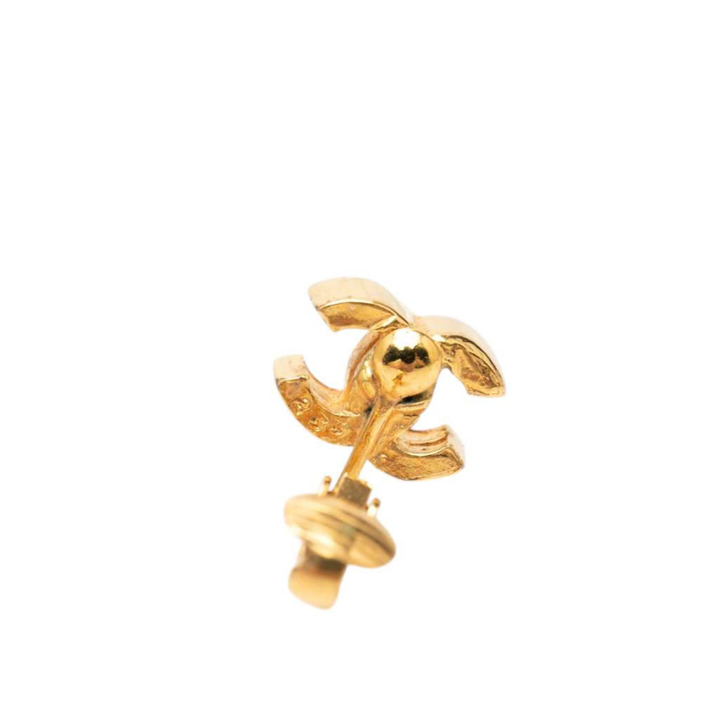 Chanel Gold Plated CC Turn Lock Clip On Earrings Gold Metal Good condition - Inside View