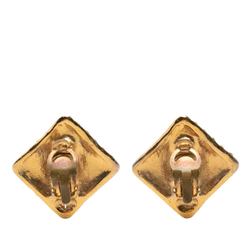 Chanel Gold Plated Strass Diamond Clip On Earrings Gold Metal Good condition - Back View