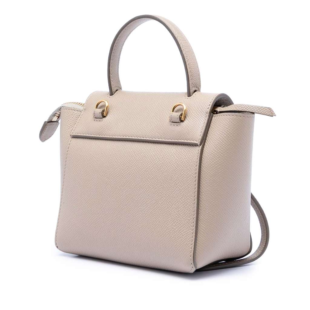 Celine Pico Grained Calfskin Belt Bag Beige Leather Good condition - Back View