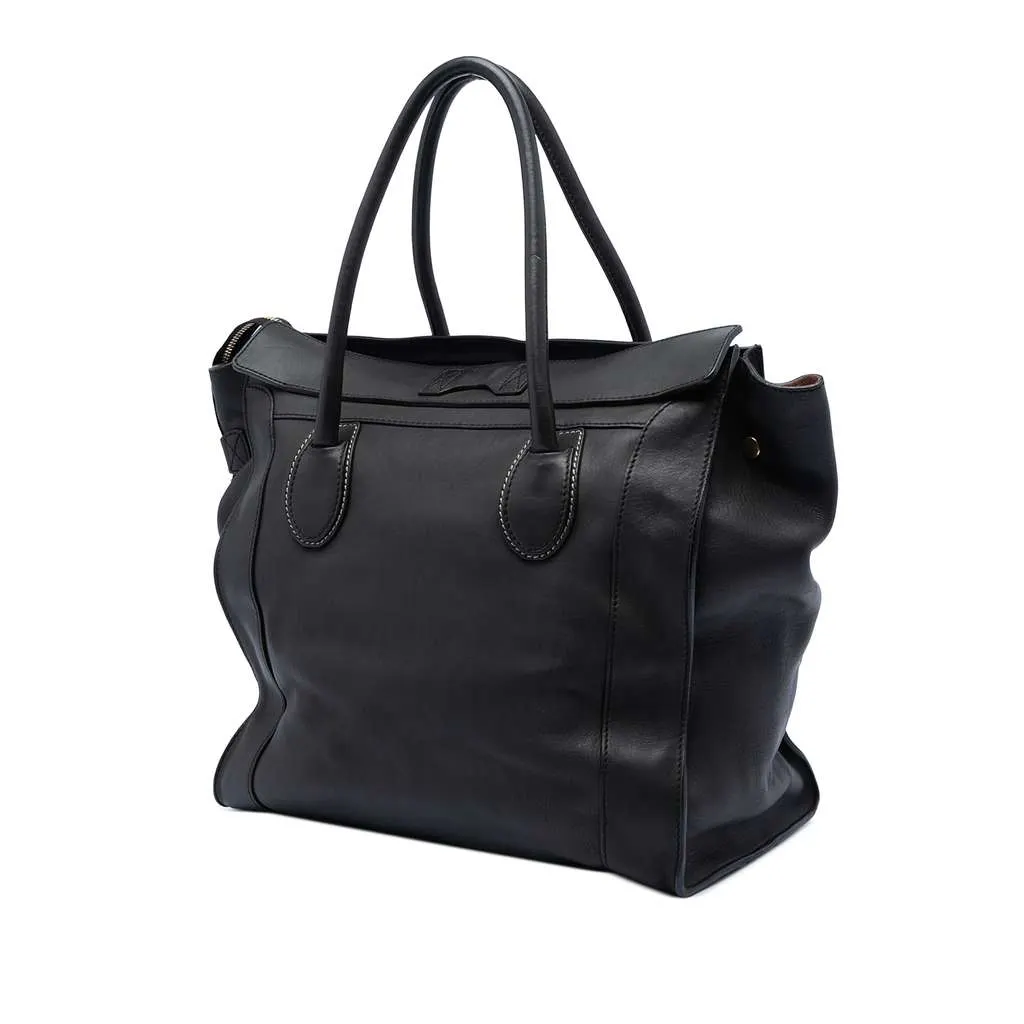 Celine Leather Envelope Luggage Tote Black Leather Very good - Back View