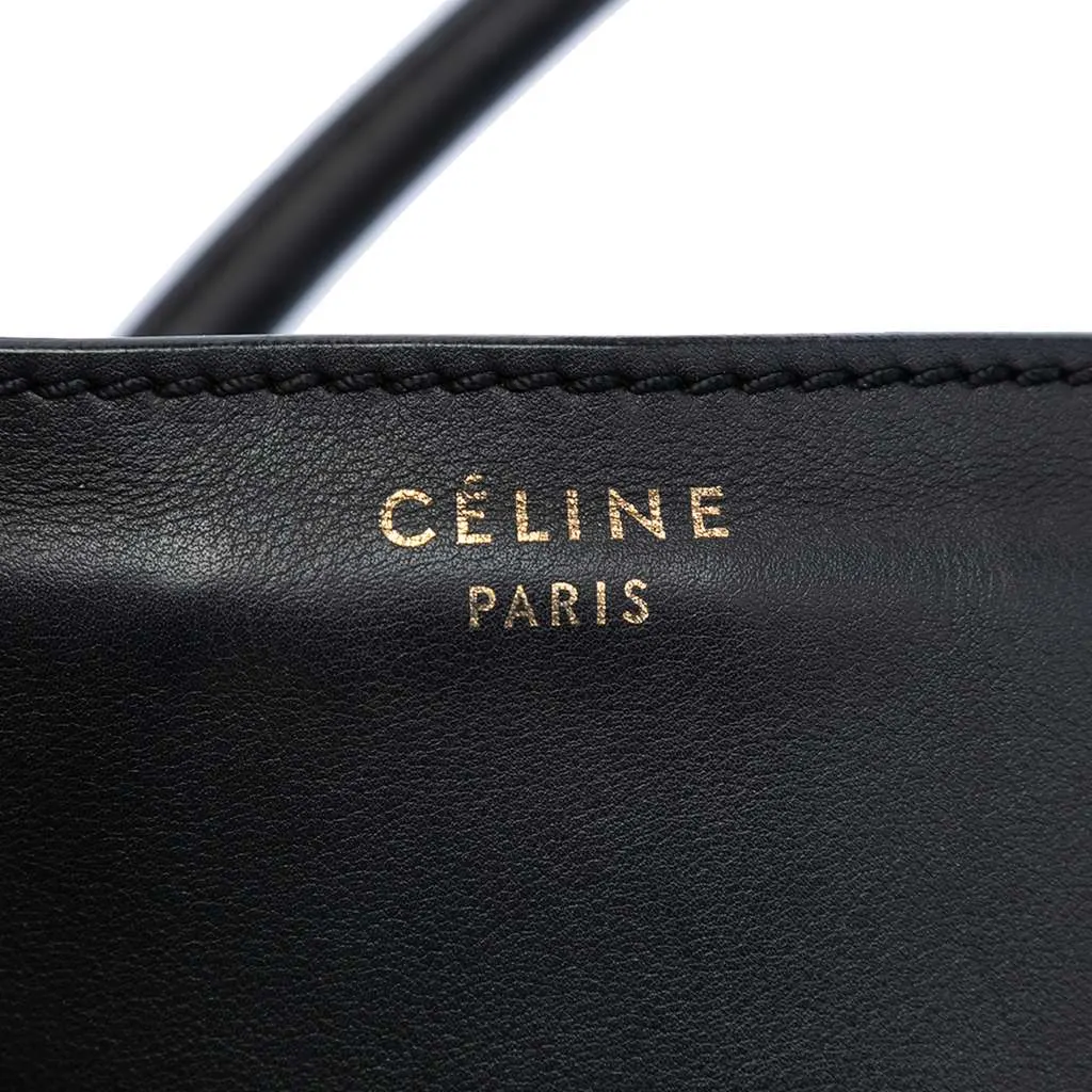 Celine Leather Envelope Luggage Tote Black Leather Very good - Box View