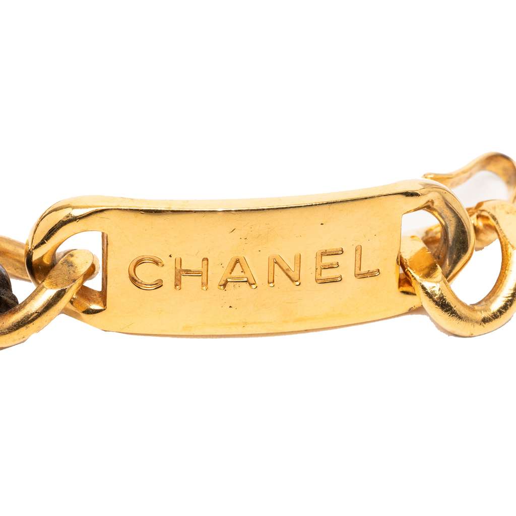 Chanel Gold Plated Leather Woven Chain Medallion Belt Gold Metal Good condition - Back View