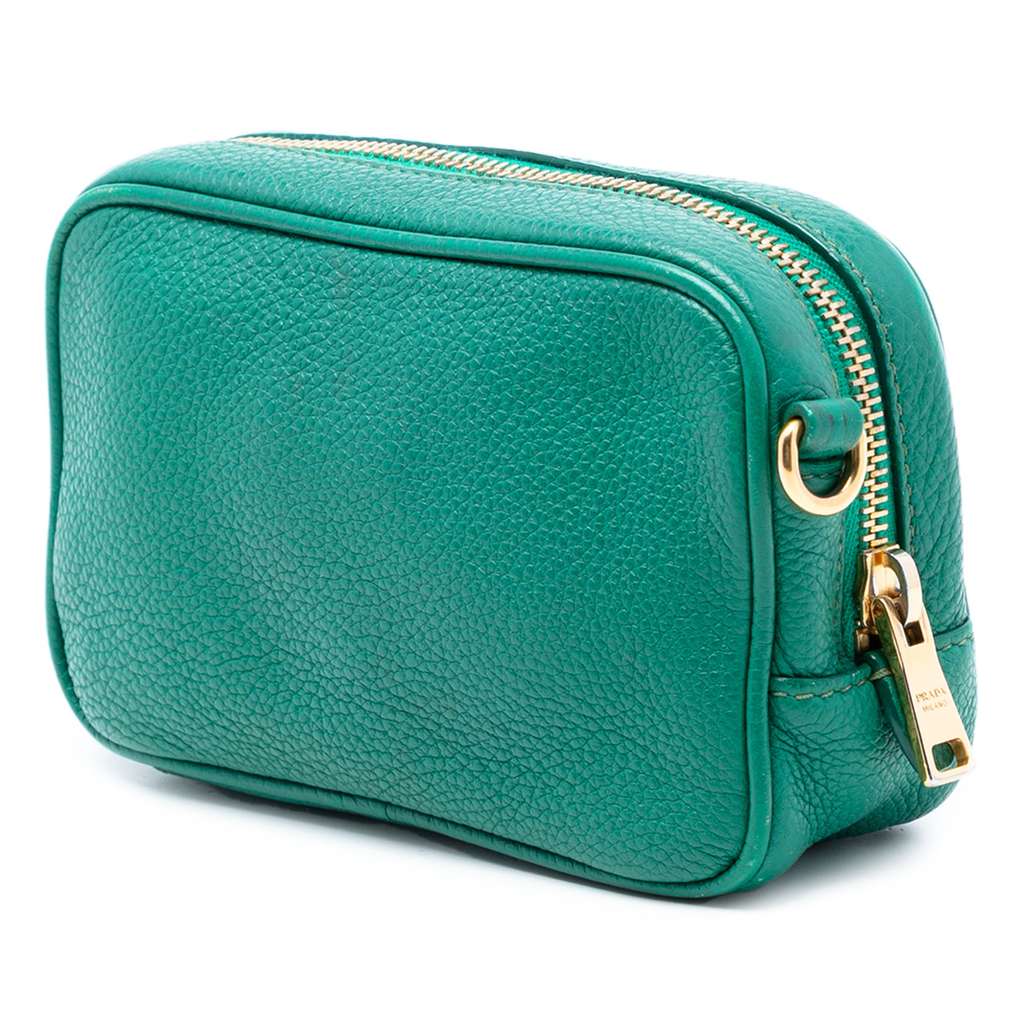 Prada Mini Vitello Daino Camera Bag Green Leather Good condition - Back View