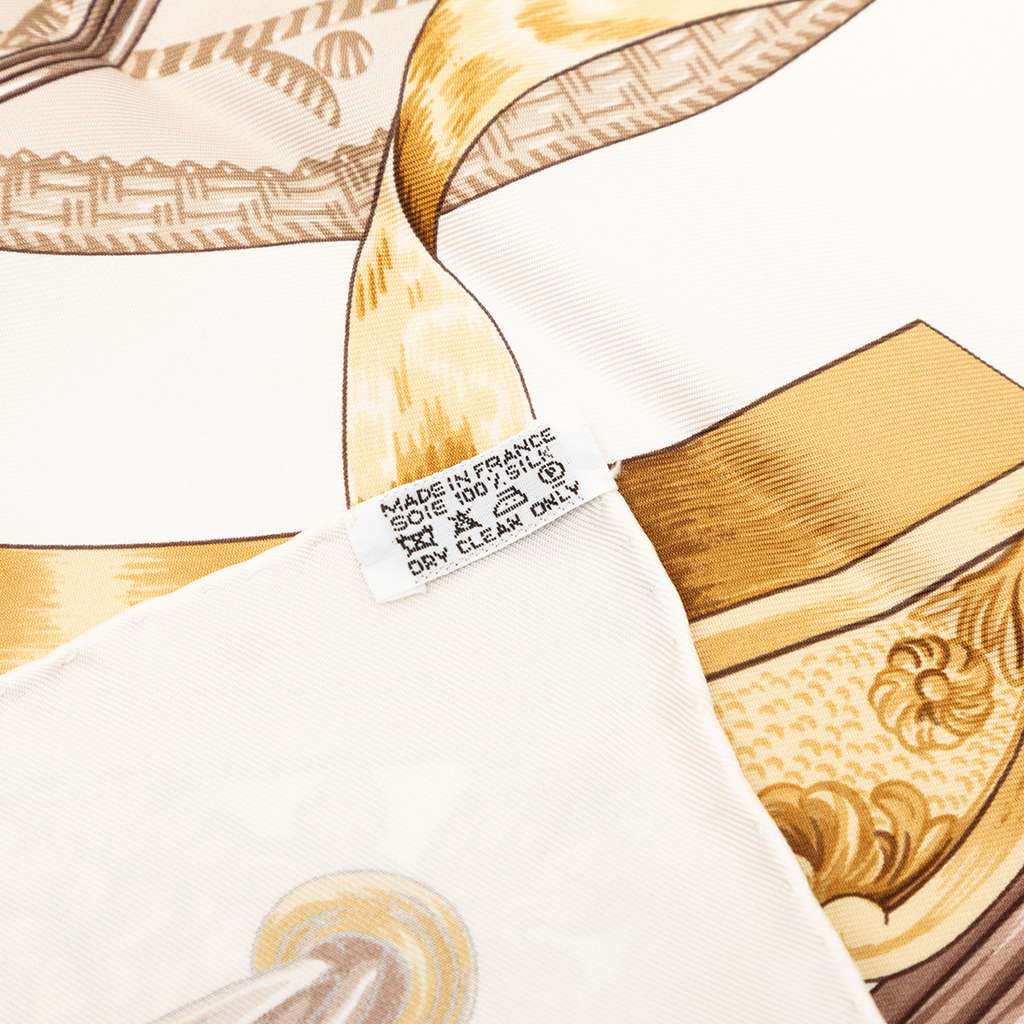 Hermès Etriers Silk Scarf 90 Brown Silk Good condition - Back View