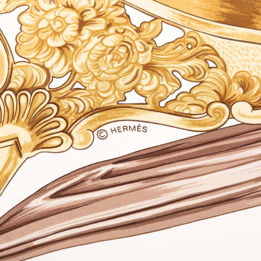 Hermès Etriers Silk Scarf 90 Brown Silk Good condition - Inside View