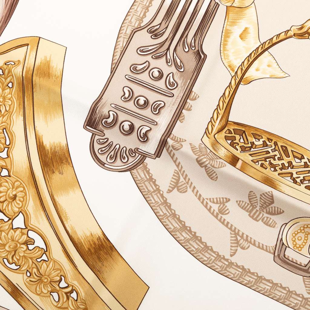 Hermès Etriers Silk Scarf 90 Brown Silk Good condition - Box View