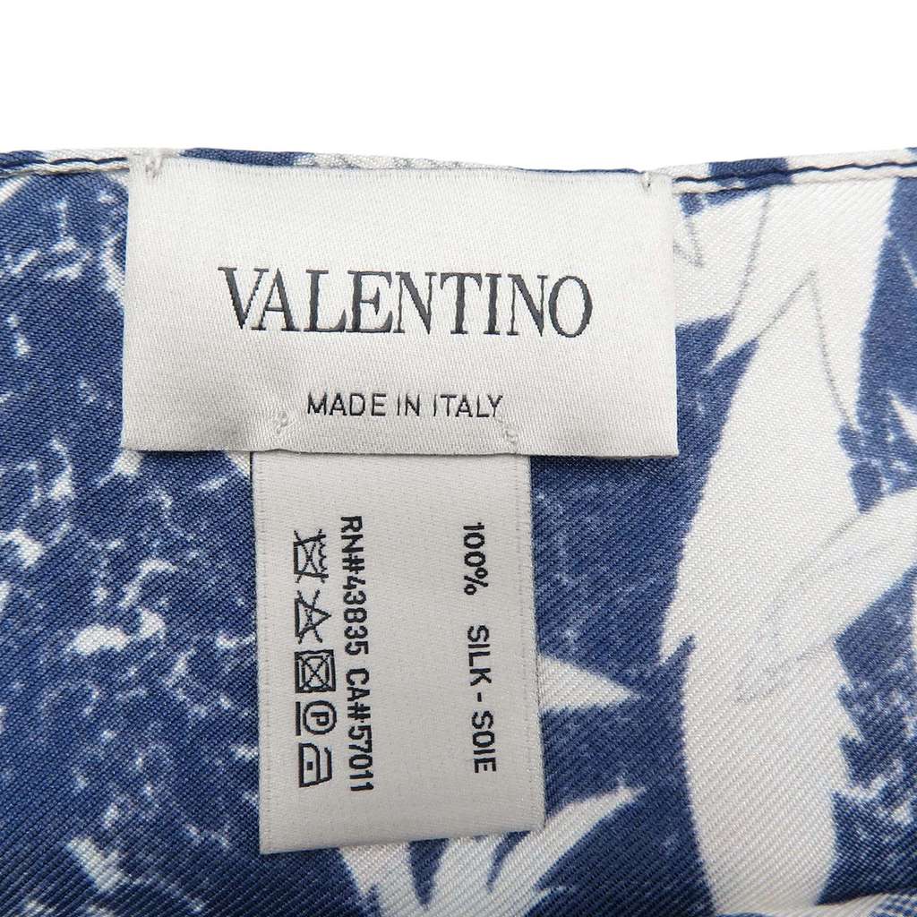 Valentino Printed Silk Muffler Scarf Blue Silk Good condition - Inside View