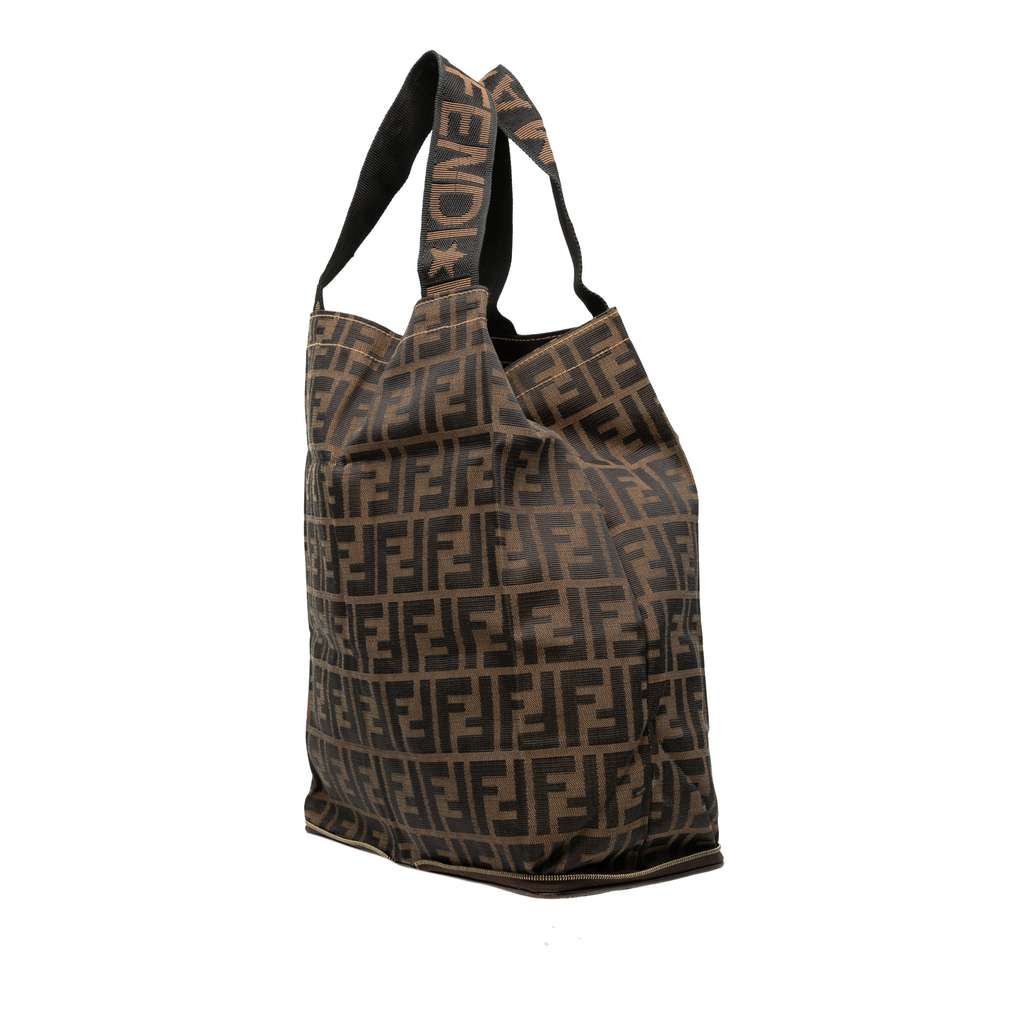 Fendi Zucca Canvas and Nylon Foldable Tote Brown Canvas Good condition - Back View