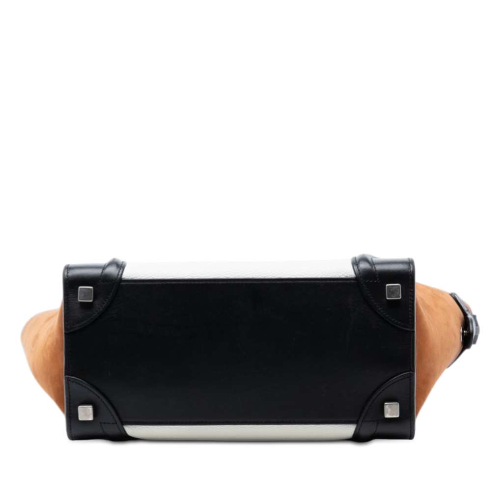 Celine Micro Tricolor Nubuck and Calfskin Luggage Tote White Leather Good condition - Inside View