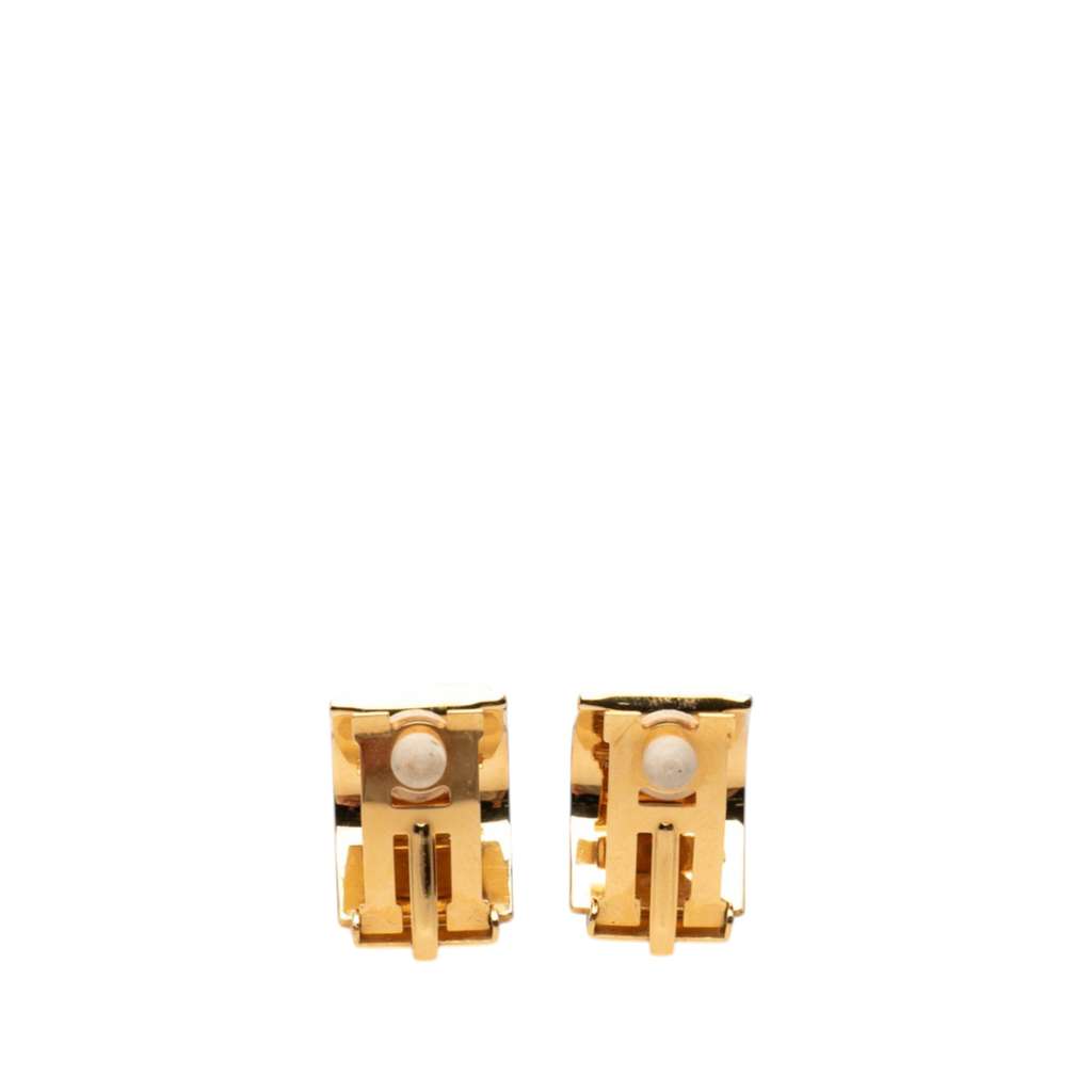 Hermès Gold Plated Enamel Cloisonne Clip On Earrings Gold Metal Good condition - Back View