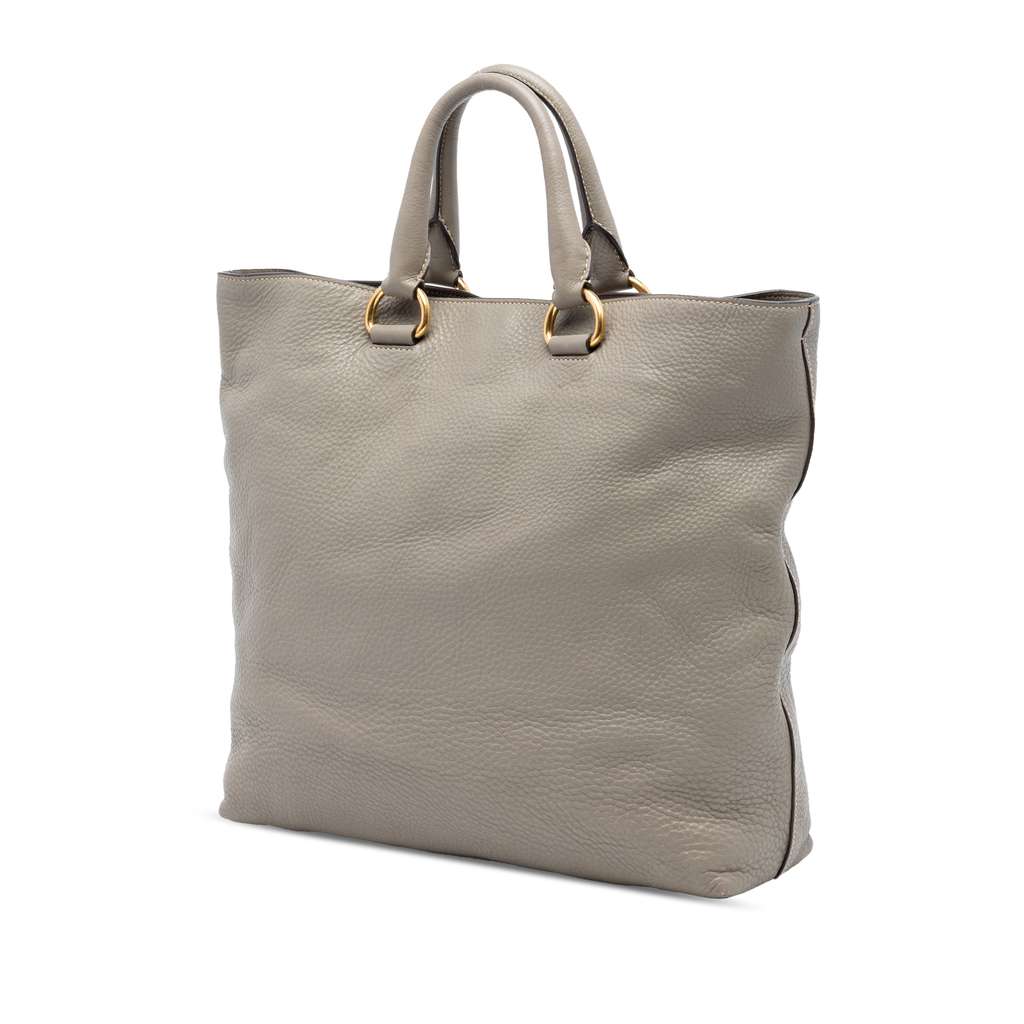 Prada Vitello Daino Open Convertible Tote Grey Leather Good condition - Back View