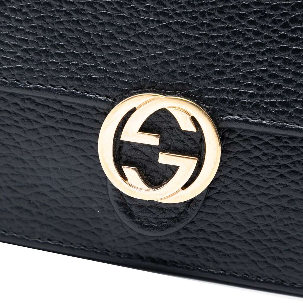 Gucci Interlocking G Dollar Calfskin Wallet on Chain Black Leather Good condition - Box View