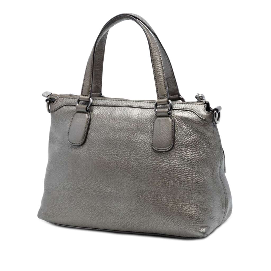 Gucci Soho Working Satchel Silver Leather Good condition - Back View
