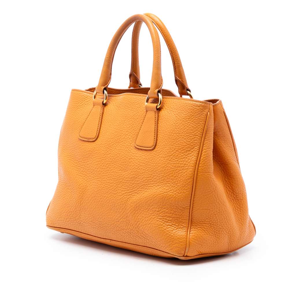 Prada Vitello Daino Open Convertible Tote Orange Leather Good condition - Back View