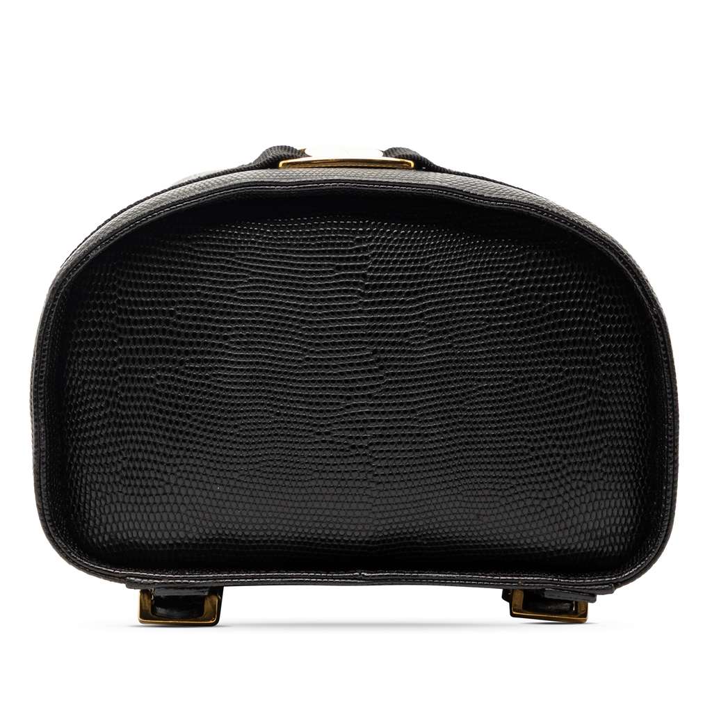 Salvatore Ferragamo Lizard Embossed Leather Vara Bow Drawstring Backpack Black Leather Good condition - Inside View