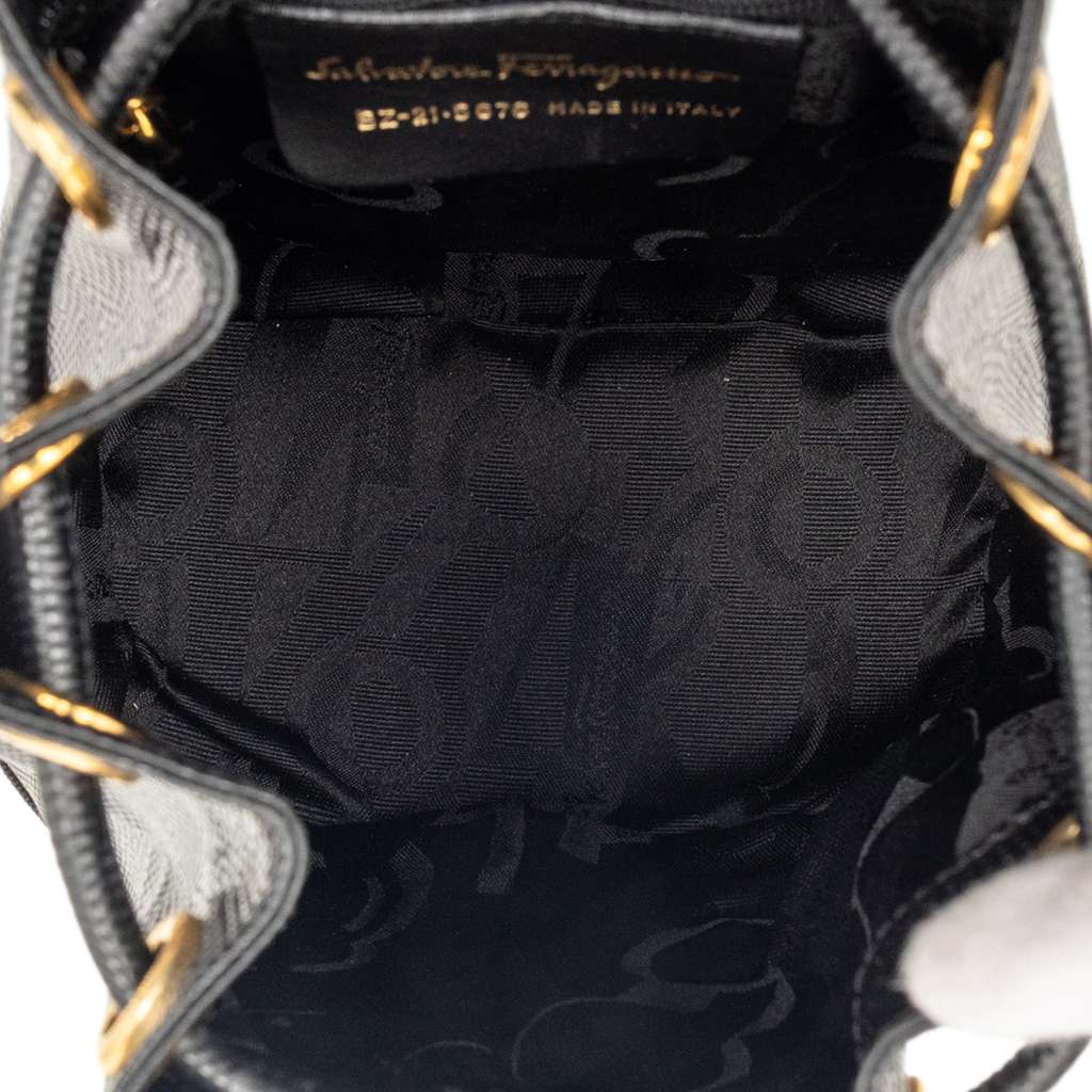 Salvatore Ferragamo Lizard Embossed Leather Vara Bow Drawstring Backpack Black Leather Good condition - Model View