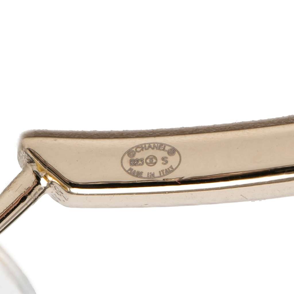 Chanel CC Gold Plated Strass Hoop Push Back Earrings Gold Metal Good condition - Inside View