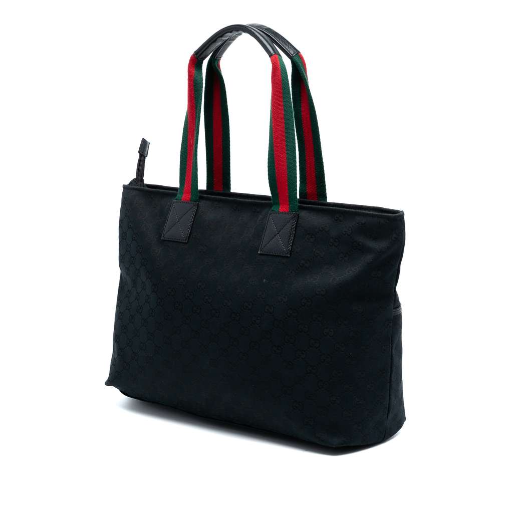 Gucci GG Canvas Web Tote Black Canvas Good condition - Back View