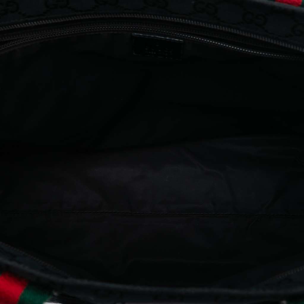 Gucci GG Canvas Web Tote Black Canvas Good condition - Model View