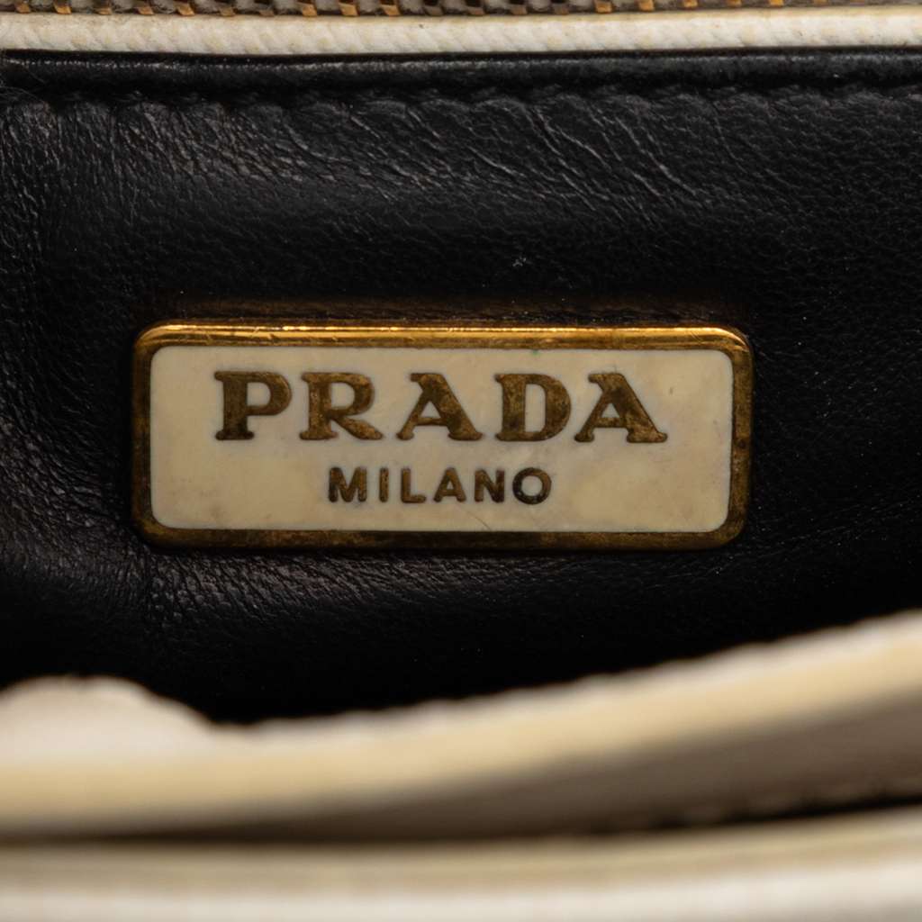 Prada Saffiano Sound Lock Satchel White Leather Good condition - Box View