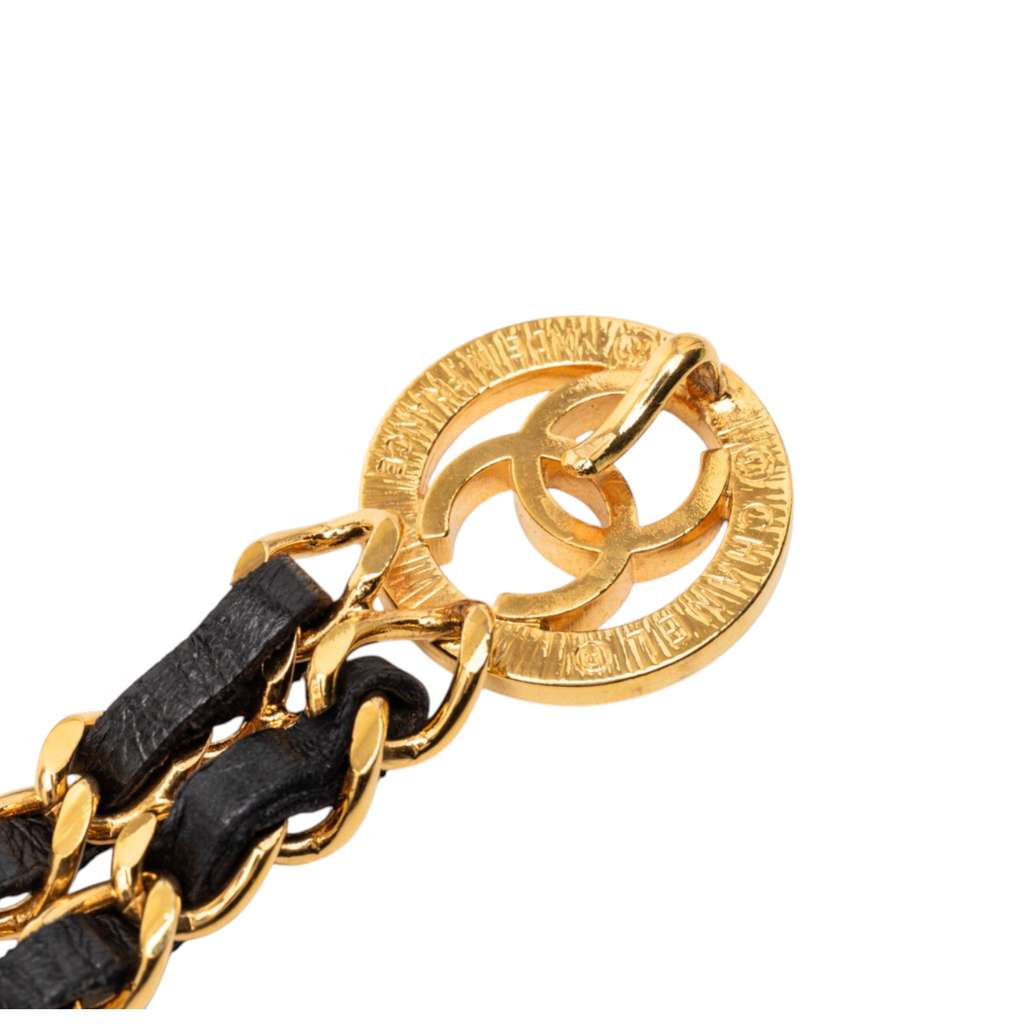 Chanel Gold Plated Leather Woven Medallion Chain Belt Gold Metal Good condition - Inside View
