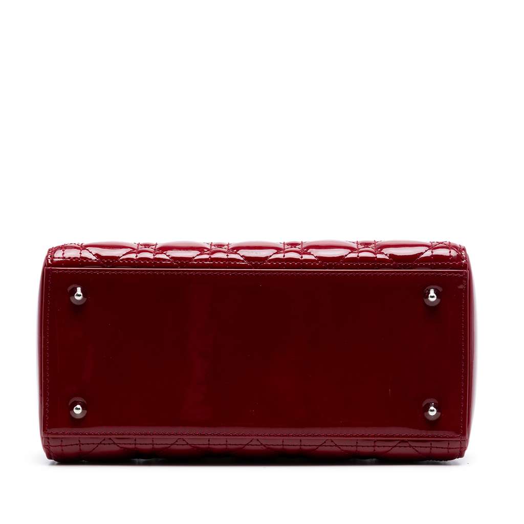 Dior Medium Patent Cannage Lady Dior Red Leather Good condition - Inside View