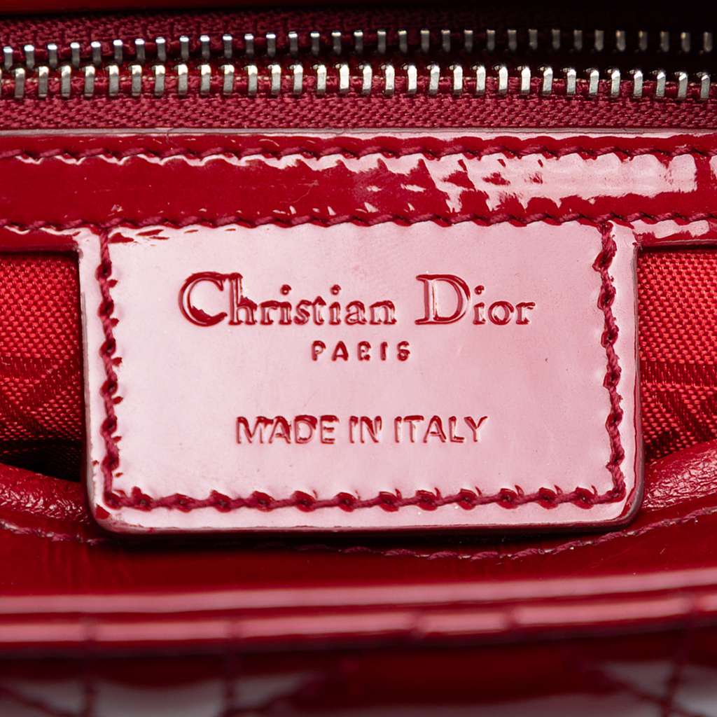 Dior Medium Patent Cannage Lady Dior Red Leather Good condition - Box View