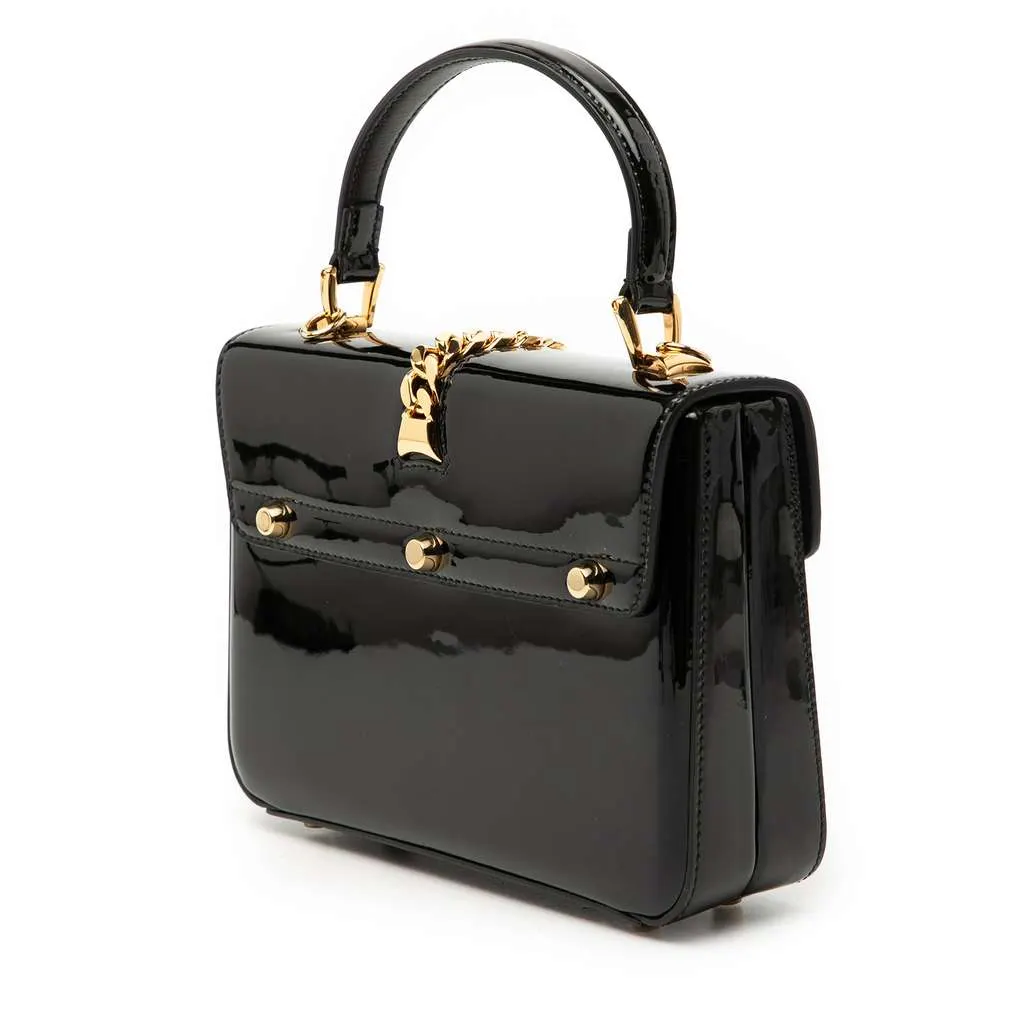 Gucci Mini Patent Sylvie 1969 Top Handle Bag Black Leather Very good - Back View