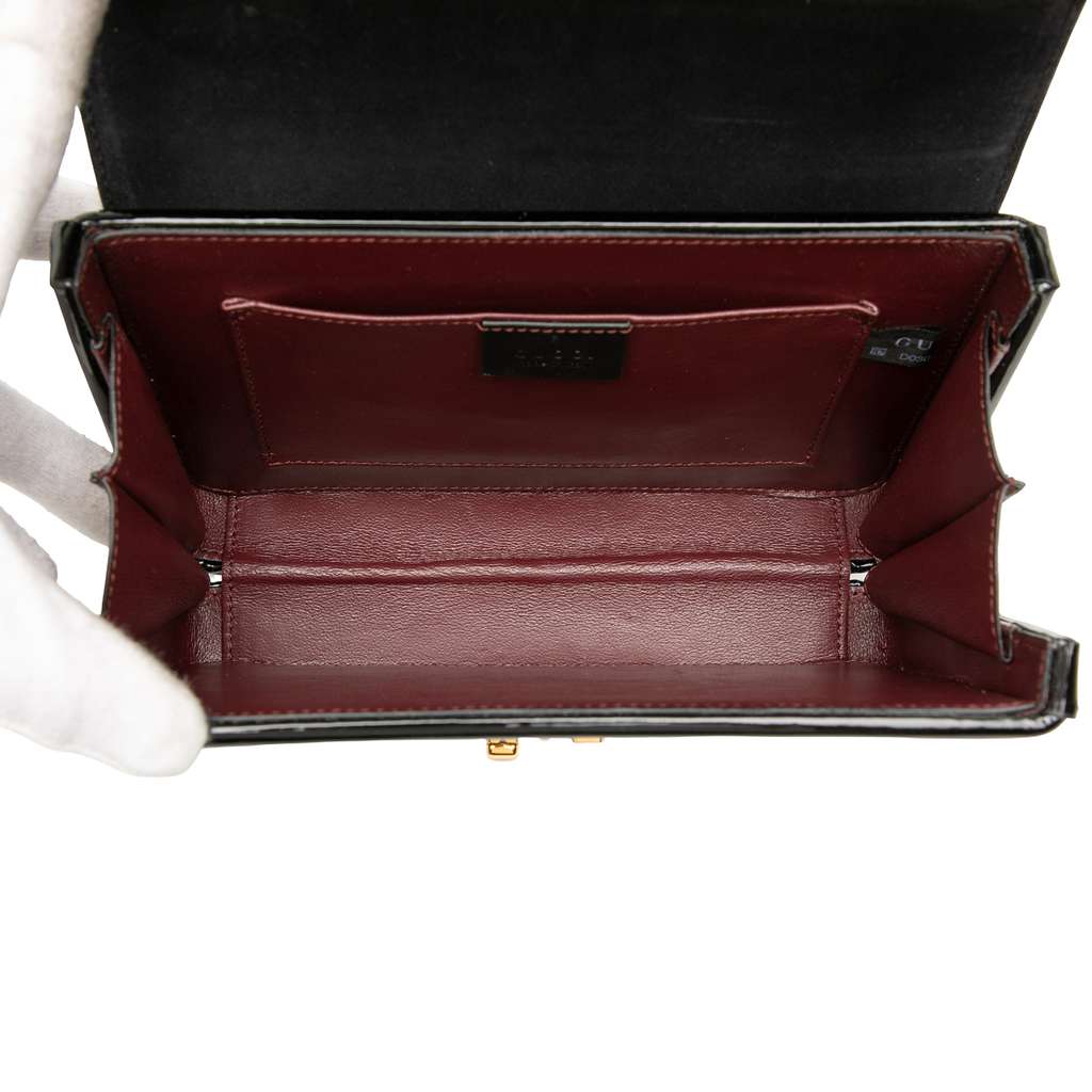 Gucci Mini Patent Sylvie 1969 Top Handle Bag Black Leather Good condition - Model View