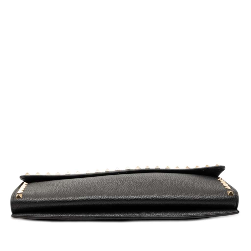 Valentino Grained Calfskin Rockstud Wristlet Clutch Black Leather Good condition - Inside View