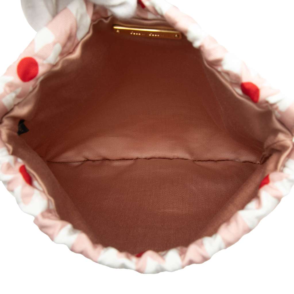 Miu Miu Printed Nylon Flower Drawstring Pouch Pink Good condition - Model View