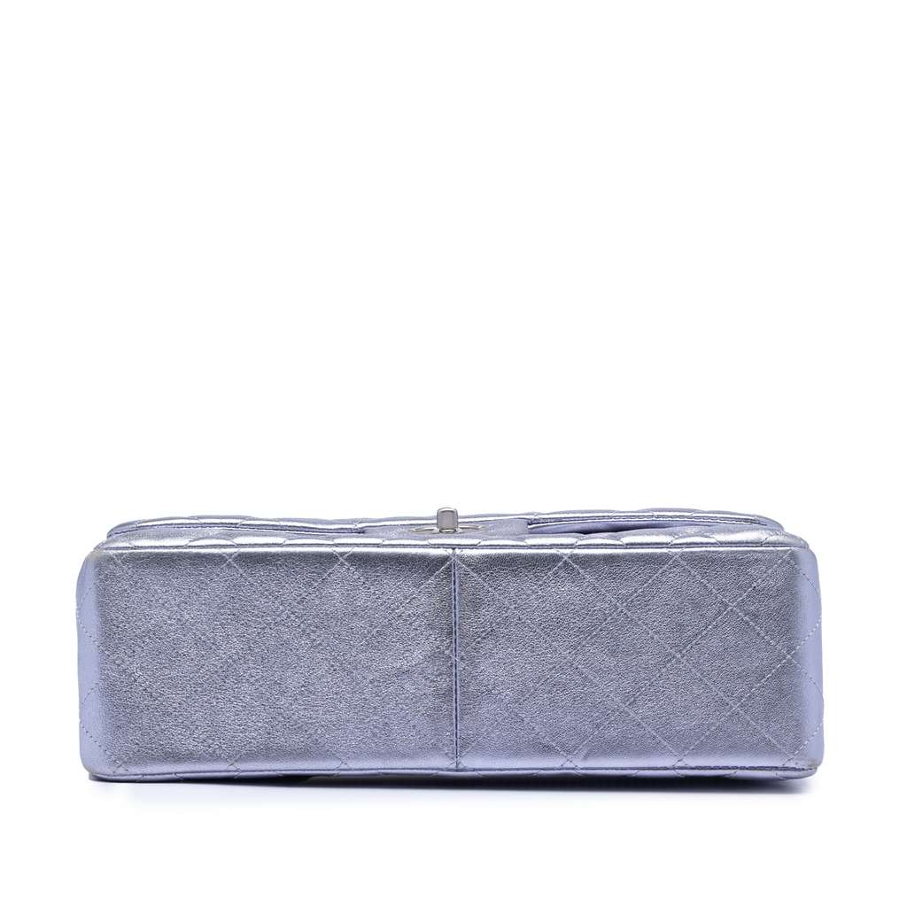Chanel Jumbo Classic Metallic Lambskin Double Flap Purple Leather Good condition - Inside View