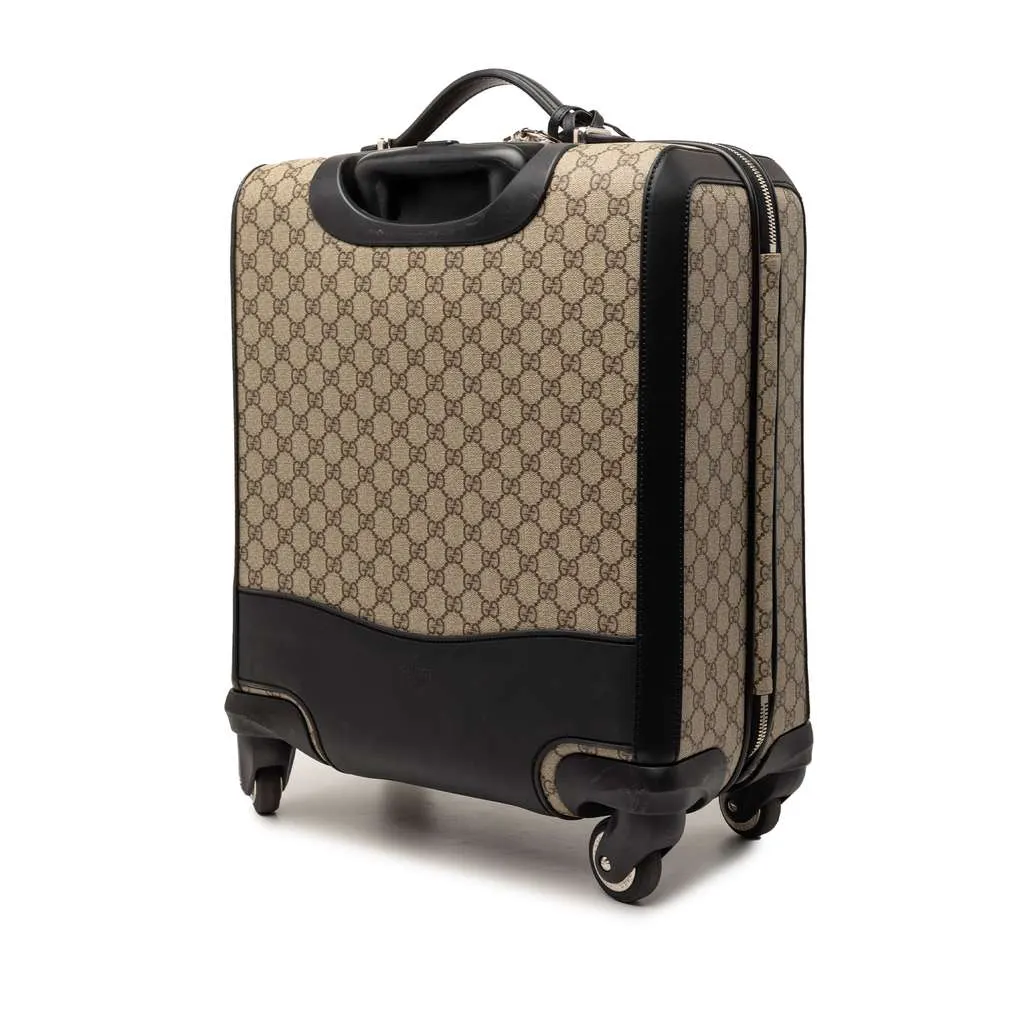Gucci GG Supreme Carry On Rolling Suitcase Beige Canvas Very good - Back View