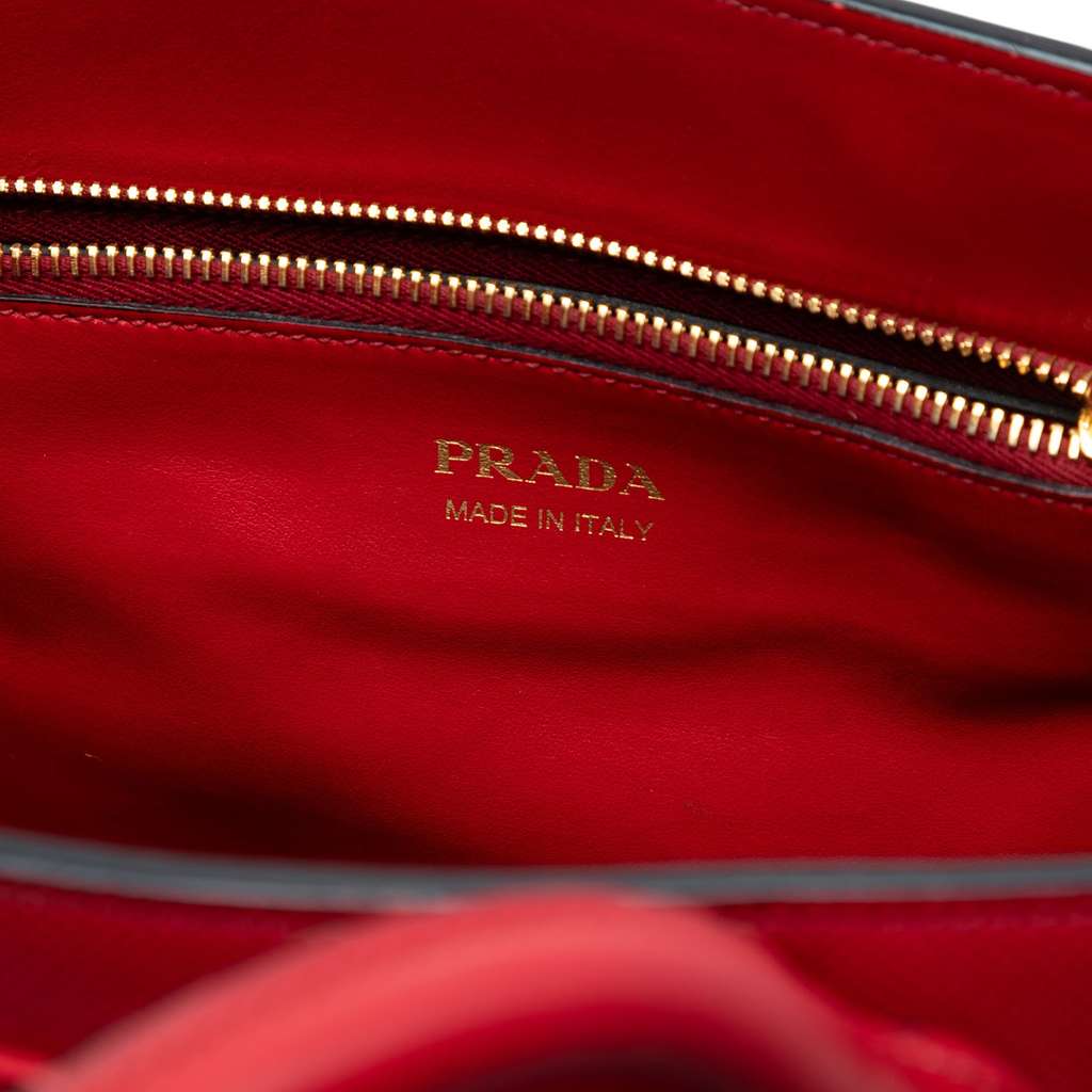 Prada Medium Saffiano Cuir Monochrome Top Handle Tote Red Leather Fair condition - Box View