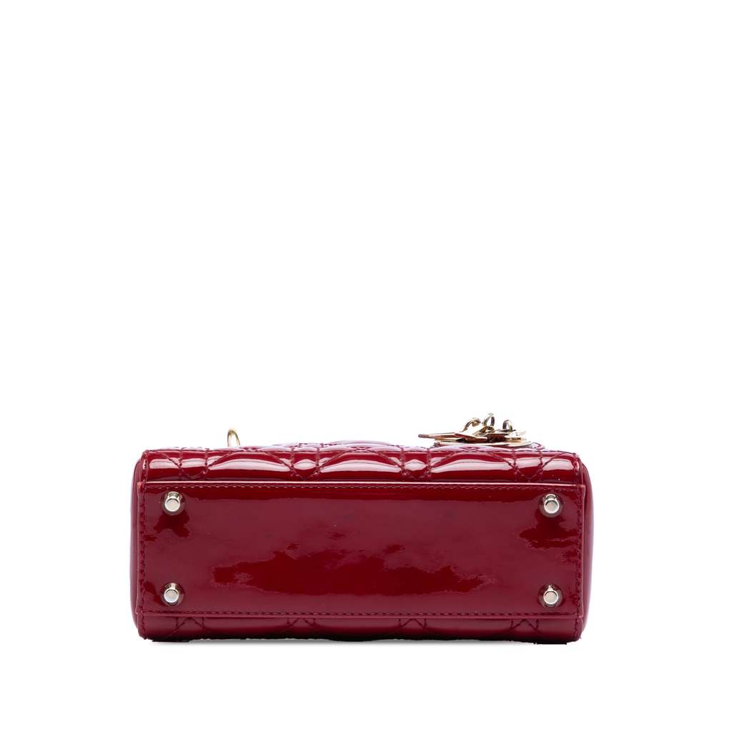 Dior Mini Patent Cannage Lady Dior Red Leather Good condition - Inside View