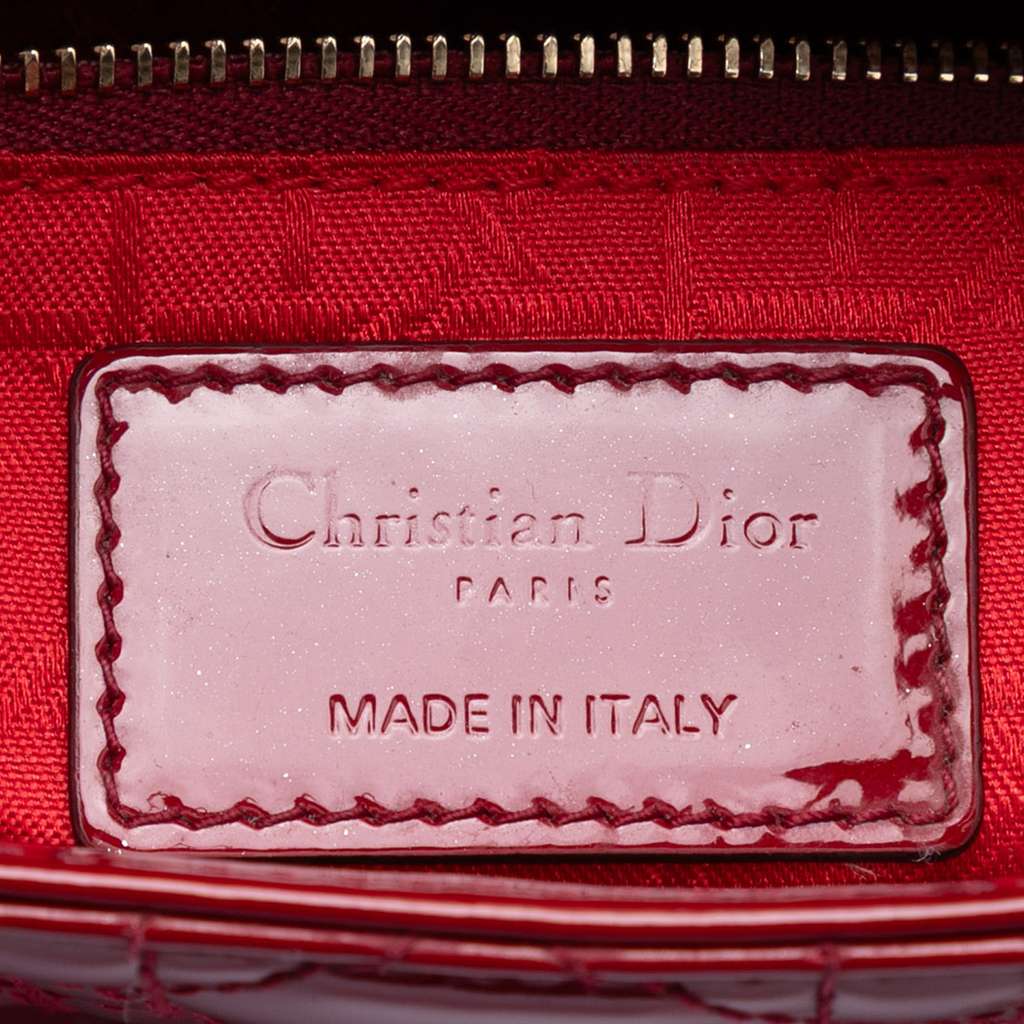 Dior Mini Patent Cannage Lady Dior Red Leather Good condition - Box View