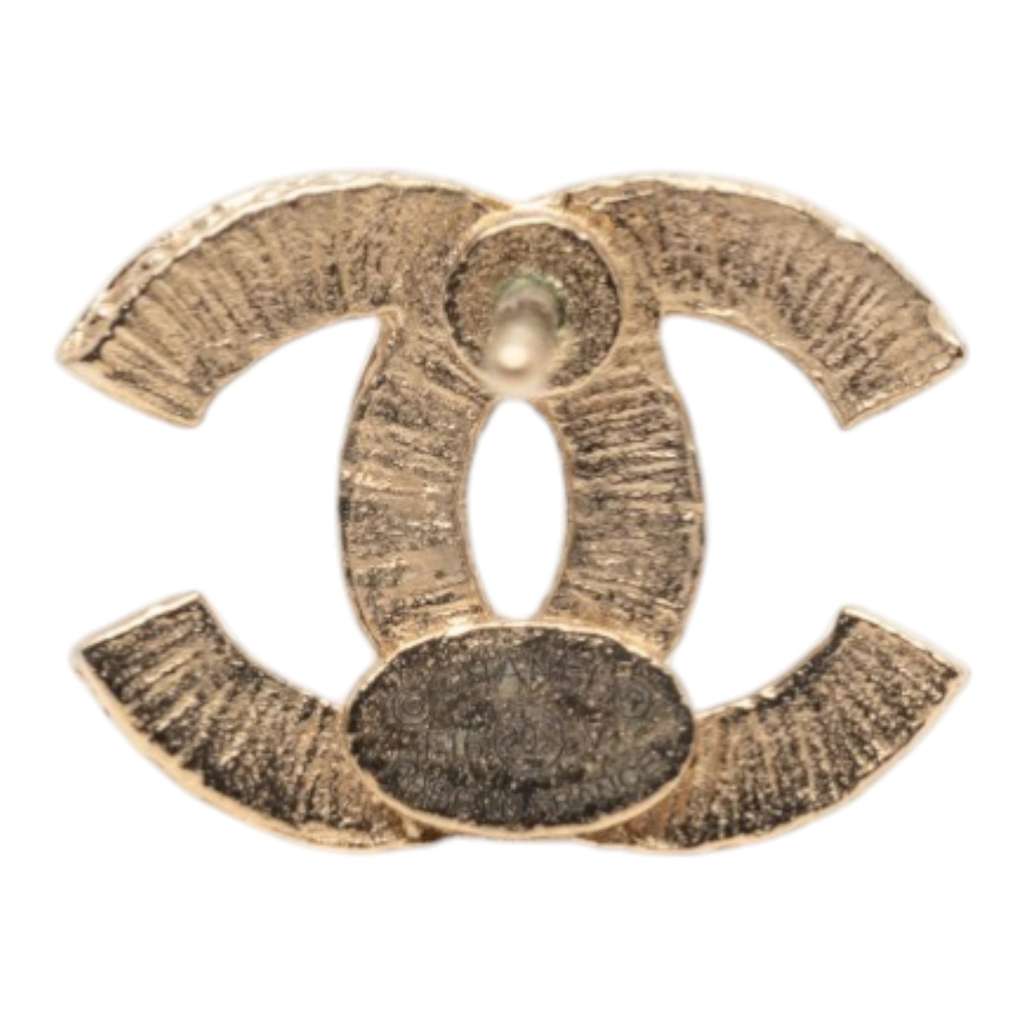 Chanel Gold Plated Rhinestones CC Push Back Earrings Gold Metal Good condition - Inside View