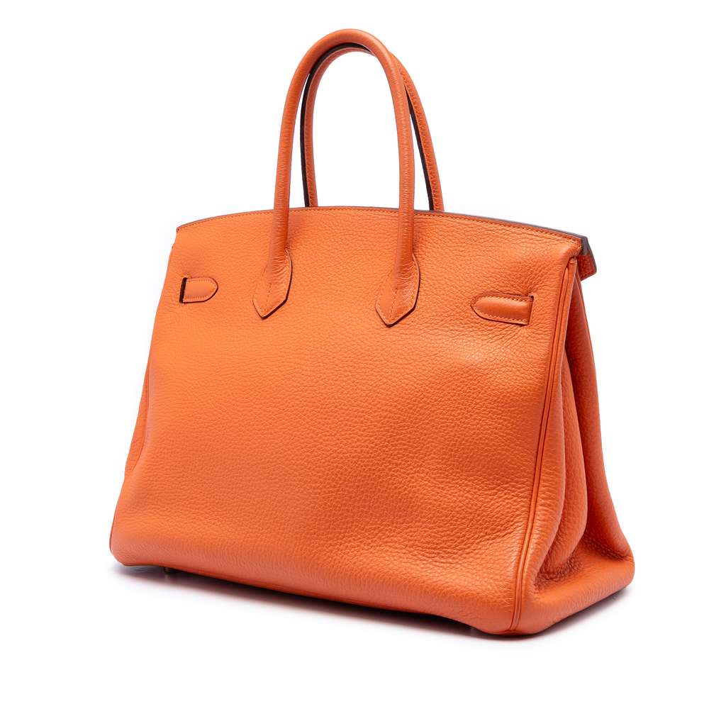 Hermès Togo Birkin Retourne 35 Orange Leather Good condition - Back View