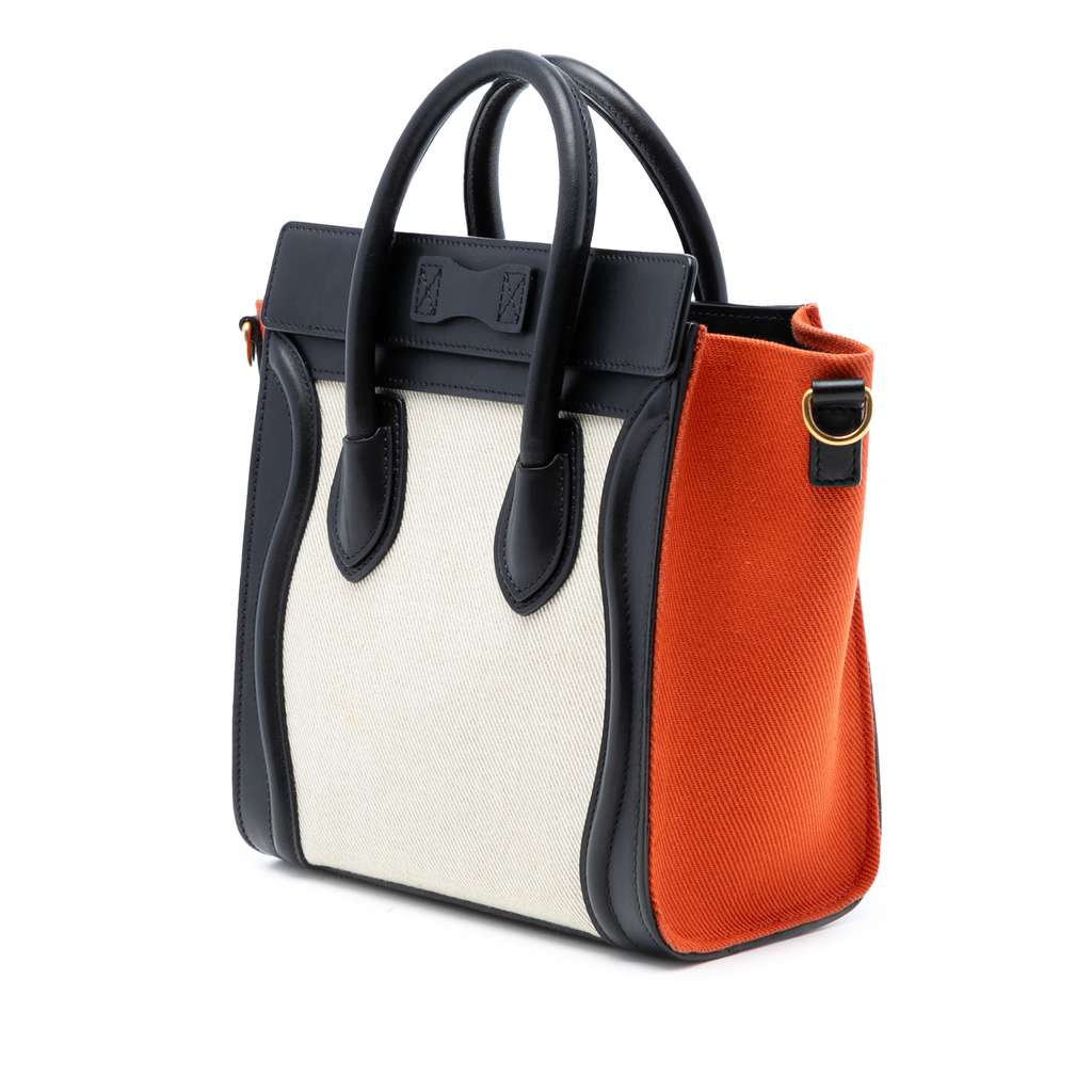 Celine Nano Tricolor Canvas and Leather Luggage Tote Brown Canvas Good condition - Back View