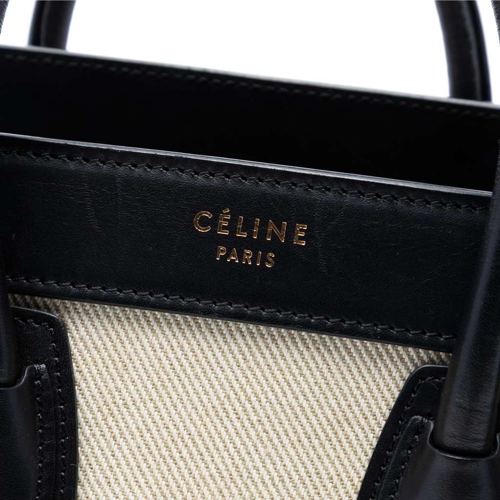 Celine Nano Tricolor Canvas and Leather Luggage Tote Brown Canvas Good condition - Box View