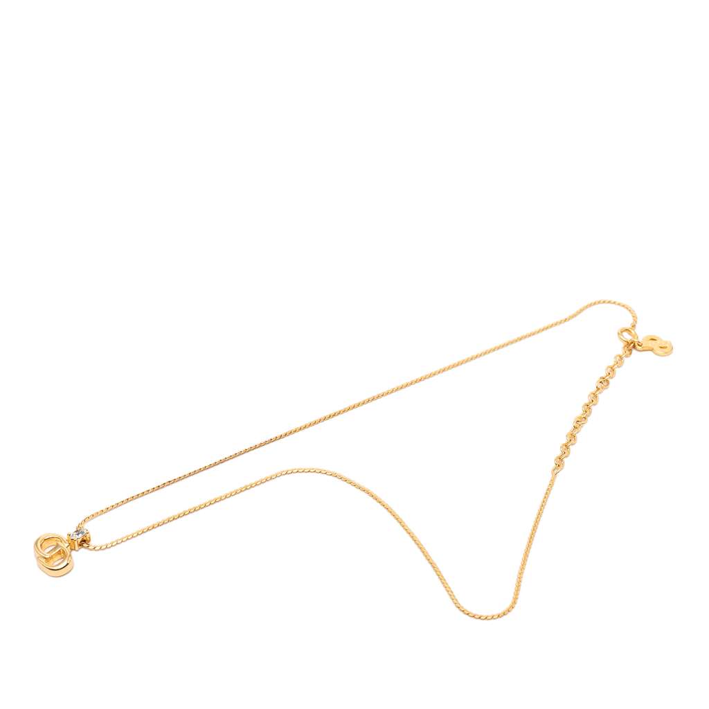 Dior Gold Plated Rhinestone CD Pendant Necklace Gold Metal Good condition - Inside View