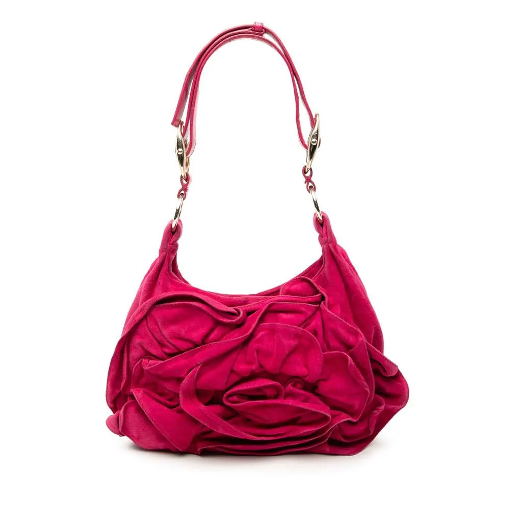Saint Laurent Suede Nadja Rose Shoulder Bag Pink Leather Very good - Front View