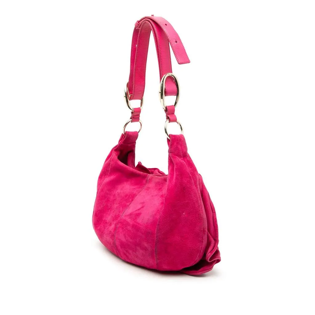 Saint Laurent Suede Nadja Rose Shoulder Bag Pink Leather Very good - Back View