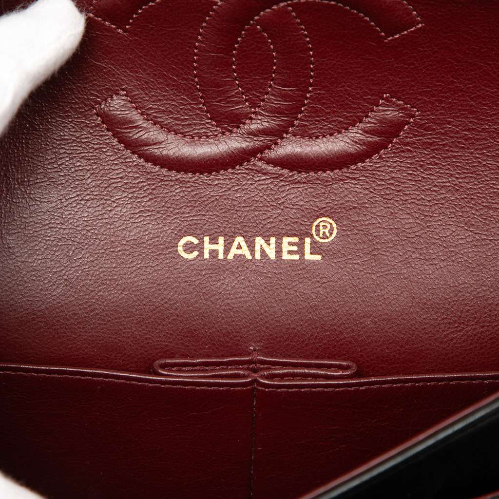 Chanel Medium Classic Lambskin Double Flap Black Leather Good condition - Box View