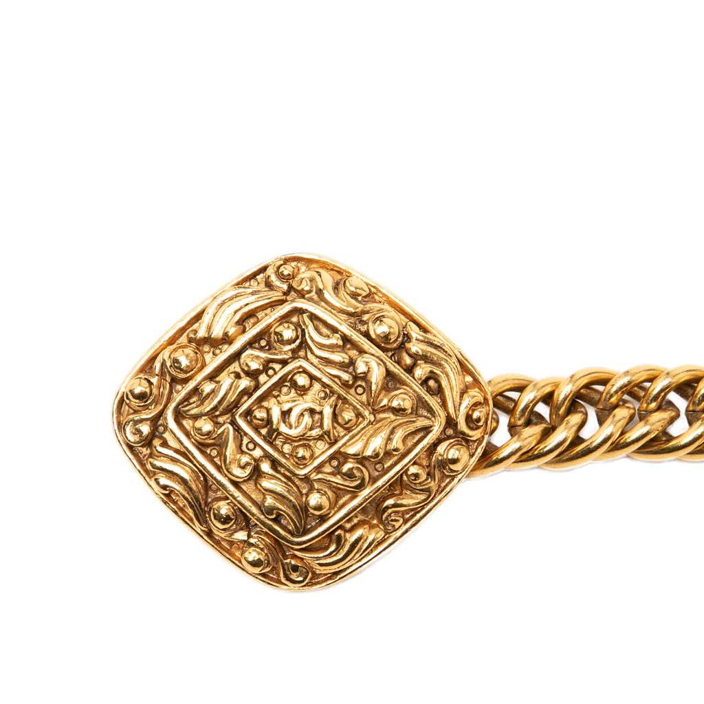 Chanel Gold Plated CC Diamond Charm Chain Belt Gold Metal Good condition - Back View