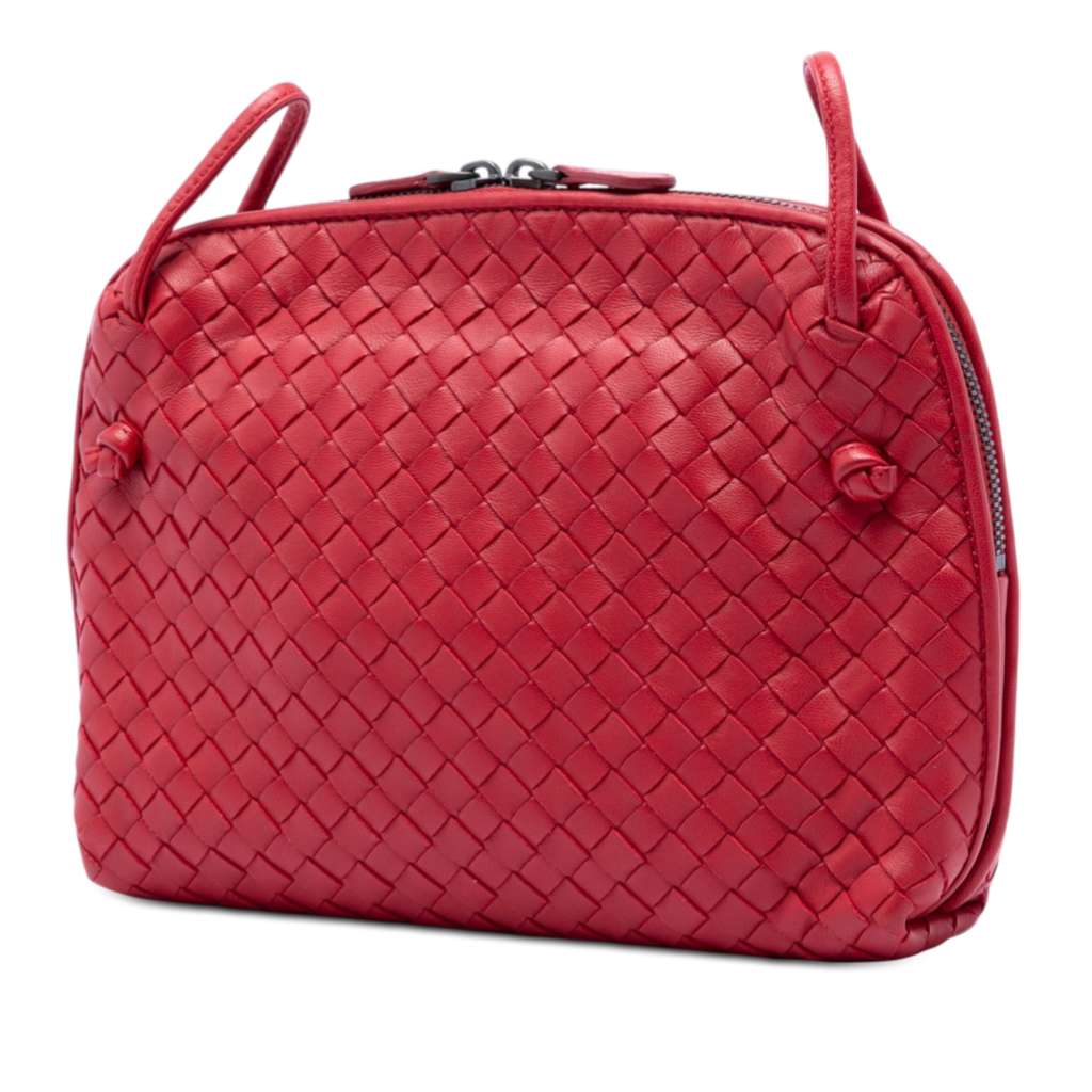 Bottega Veneta Nappa Intrecciato Nodini Crossbody Red Leather Good condition - Back View