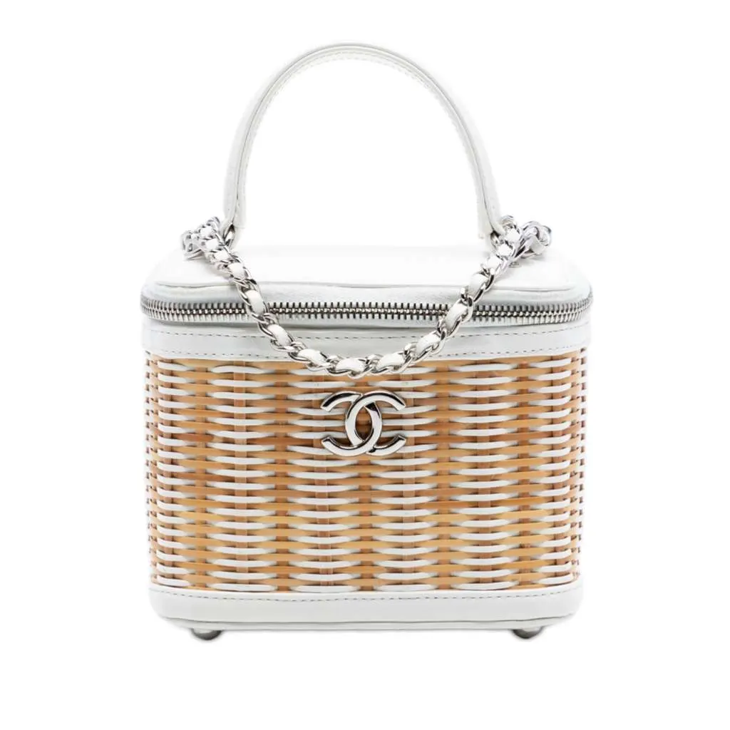 Chanel Take Away Wicker Vanity Case Beige Very good - Front View