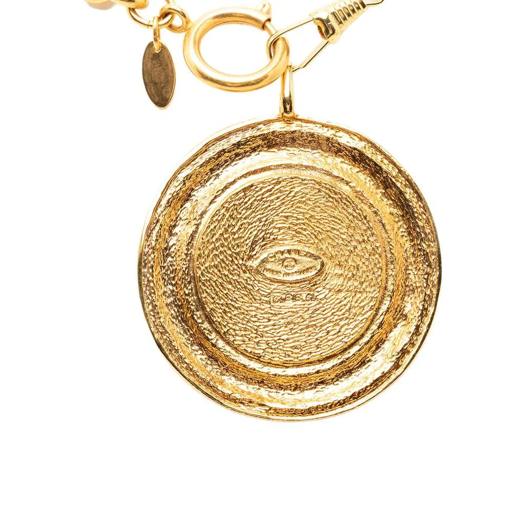 Chanel Gold Plated 31 Rue Cambon Medallion Pendant Necklace Gold Metal Very good - Back View
